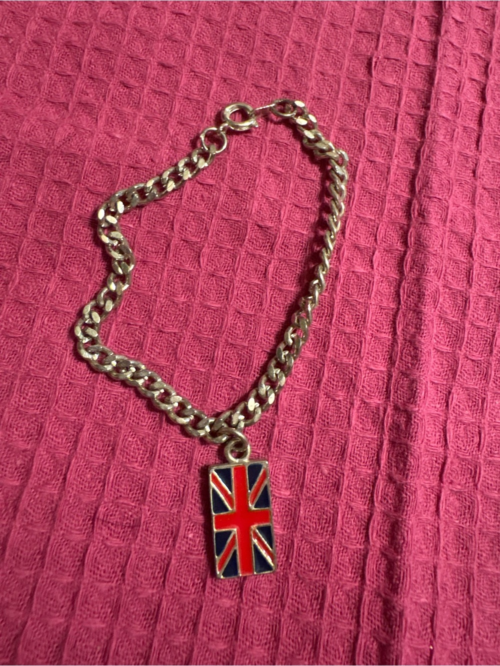 💍3 for $15💍 Union Jack Charm Chain Bracelet - Silver Tone